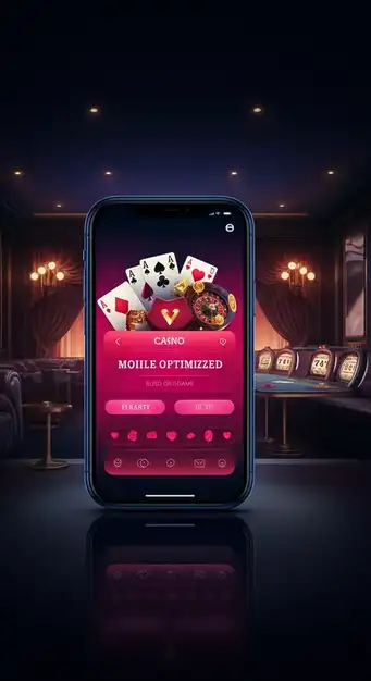 Icoon van de NV Casino app op een mobiel telefoonscherm met een glimmend chip-logo